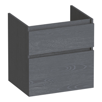BRAUER Delight wastafelonderkast - 60x46x60cm - 2 softclose lades - greeploos - 1 sifon uitsparing - Timber Grey