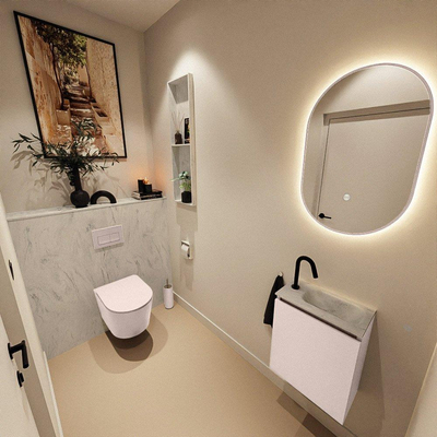 MONDIAZ TURE-DLUX 40cm toiletmeubel Rosee. EDEN wastafel Opalo positie rechts. Met 1 kraangat.