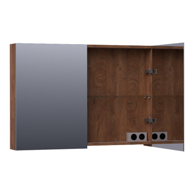 BRAUER Impress armoire de toilette – 99 x 70 x 15 cm – 2 portes, portes-miroir double face – Forest Cacao