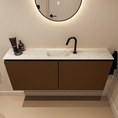 MONDIAZ TURE-DLUX Meuble toilette - 120cm - Rust - EDEN - vasque Ostra - position centrale - 1 trou de robinet