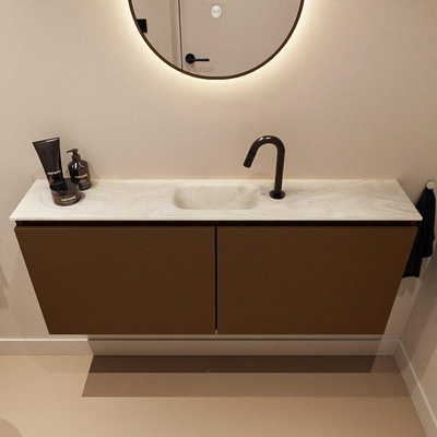 MONDIAZ TURE-DLUX meuble WC 120 cm Rust. EDEN lavabo Ostra position milieu. Avec 1 trou de robinet.
