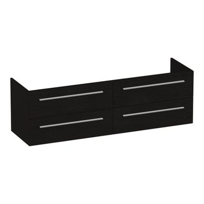 BRAUER Trust wastafelonderkast 160 excl. opbouwgrepen 4 softclose lades en 2 sifon uitsparingen - Timber Black