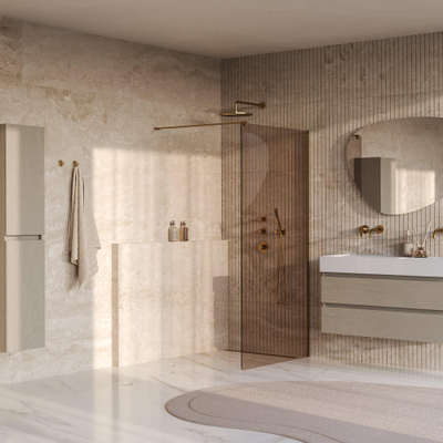 BRAUER Oblivion Inloopdouche - 90x200cm - glascoating - brons glas - geborsteld goud PVD