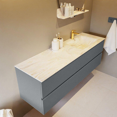 Mondiaz VICA-DLUX ensemble de meuble de salle de bain - 150cm - meuble sous-vasque plata - 2 tiroirs - lavabo encastré cloud droite - 1 trou de robinet - version haute de 60cm - ostra