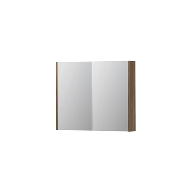 INK SPK2 spiegelkast – 90x74x14 cm – 2 deuren, dubbelzijdige spiegeldeuren – Zuiver eiken