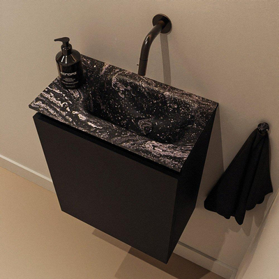 MONDIAZ TURE-DLUX Meuble de toilettes 40 cm Urban. EDEN lavabo Lava position à droite. Sans trou de robinet.