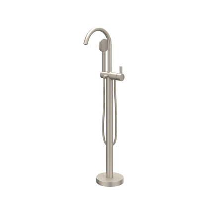 IVY Pact Robinet de baignoire sur pied - bec rotatif - 150cm - flexible de douche - douchette satin mist - Nickel brossé PVD