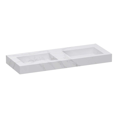 BRAUER Coral lavabo - 120x46x10cm - 2 lavabos - sans trous de robinet - composite - aspect marbre - Calacatta Gold
