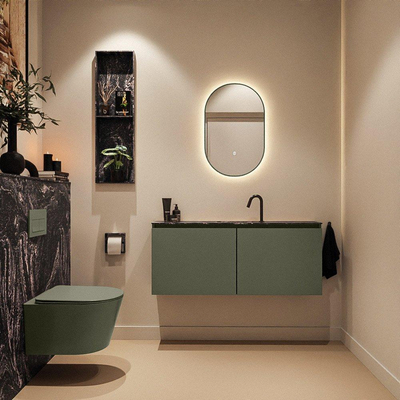 MONDIAZ TURE-DLUX Meuble WC 120cm Army. Lavabo EDEN Lava position milieu. Avec 1 trou de robinet.