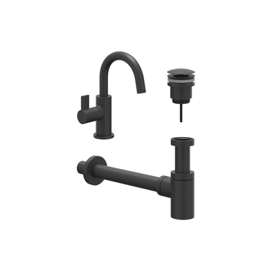 IVY Ensemble pour lave-mains - montage en saillie - bec pivotant - bouchon always open - Noir mat PED