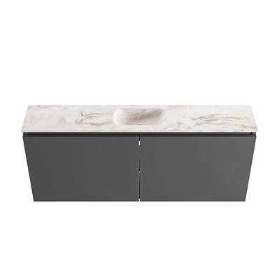 MONDIAZ TURE-DLUX 120cm meuble de toilette Dark Grey. EDEN lavabo Frappe position milieu. Sans trou de robinet.