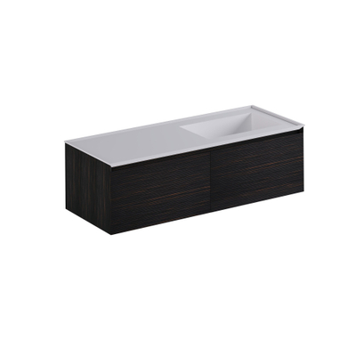 Thebalux Tresor Ensemble de meubles de salle de bains - 140x55x41.5cm - 3 tiroirs - sans poignées - Lavabo Corian - droite - sans trou de robinet - Italian Alpi