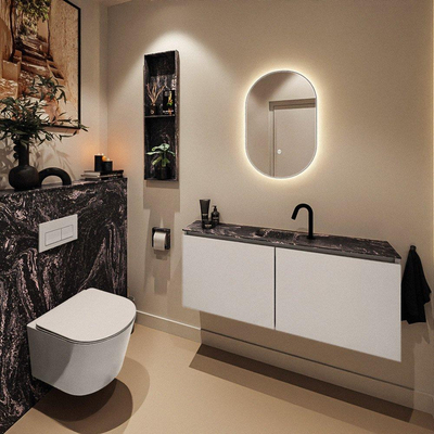 MONDIAZ TURE-DLUX Meuble toilette - 120cm - Linen - EDEN - vasque Lava - position centrale - 1 trou de robinet