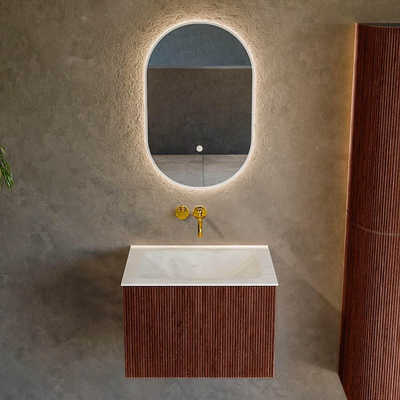 Mondiaz KURVE-DLUX Badkamermeubelset - 60x46x40cm - 1 lade - wastafel solid surface - midden - zonder kraangat - Ruby