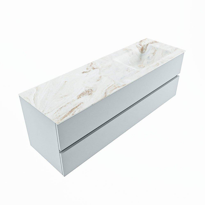 Mondiaz VICA-DLUX Ensemble de meuble de salle de bains - 150cm - clay - 2 tiroirs - Lavabo encastré CLOUD - à droite - 1 trou de robinet - couleur Frappe - version XL 60cm de haut
