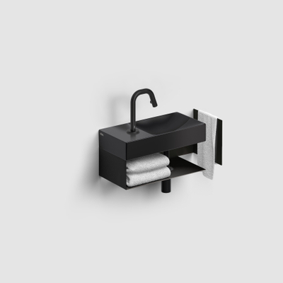 Clou Vale lave-mains en céramique 38x19x7cm trou de robinet à gauche Noir mat
