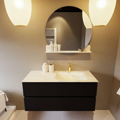 Mondiaz VICA-DLUX ensemble de meuble de salle de bain - 110cm - meuble sous-vasque urban - 2 tiroirs - lavabo encastré cloud droite - 1 trou de robinet - version haute de 60cm - ostra