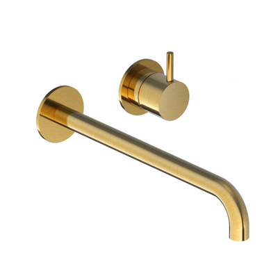 Hotbath Cobber Afbouwdeel - voor wastafelkraan - 25cm uitloop - inbouw wastafelmengkraan 25 - PVD - geborsteld messing (goud)