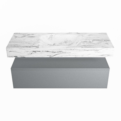 MONDIAZ ALAN - DLUX Badkamermeubelset - 120cm - onderkast - Plata - 1 lade - vrijhangende wastafel - wasbak midden - 1 kraangat - Glace