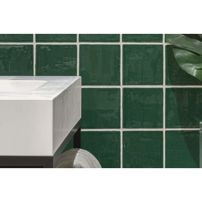 ÉCHANTILLON Terravito Viondo carreau mural - 13x13cm - 10mm - Carré - Vert ancien Brillant