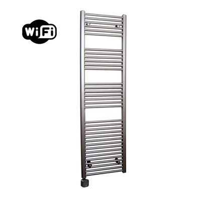 Sanicare HPW Elektrische Radiator - 172x45cm - 920W - wifi - thermostaat - zwart - linksonder - inox look (zilver)