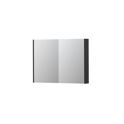 INK SPK2 armoire de toilette – 100 x 74 x 14 cm – 2 portes, portes-miroir double face – Anthracite mat