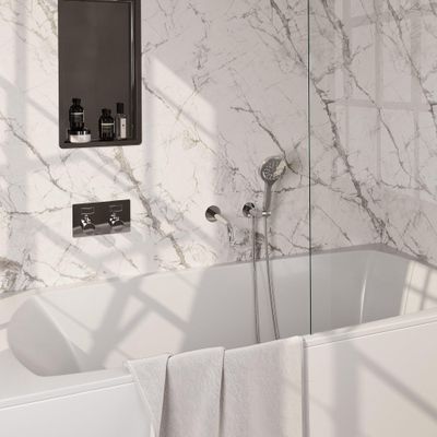 Brauer Chrome Edition mitigeur thermostatique bain encastré boutons poussoirs set 04 bec 3 positions douchette flexible douche raccord mural coude chrome