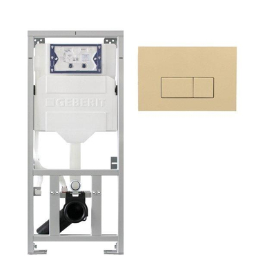 Geberit Réservoir encastré UP320 avec plaque de commande QeramiQ push - double chasse - boutons rectangulaires - plastique beige