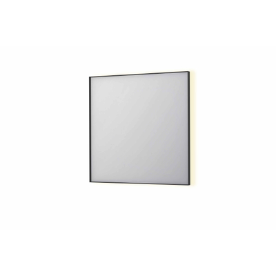 INK SP32 spiegel - 80x4x80cm rechthoek in stalen kader incl indir LED - verwarming - color changing - dimbaar en schakelaar - mat zwart