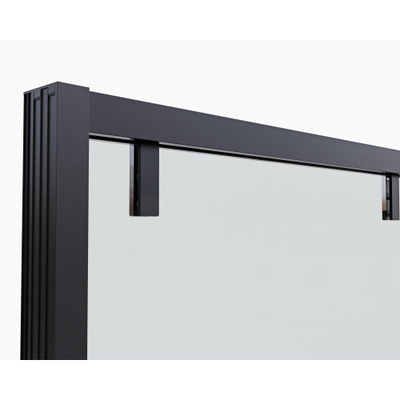 FugaFlow Efficiente Vetro Paroi latérale - 100x200cm - verre clair 8mm - noir mat