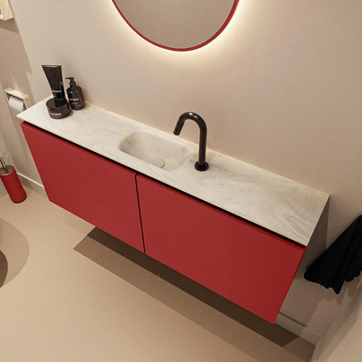 MONDIAZ TURE-DLUX meuble WC 120 cm Fire. EDEN vasque Ostra position milieu. Avec 1 trou de robinet.