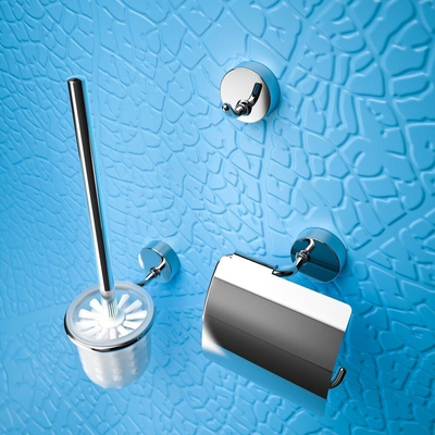 Geesa 27 Collection Toiletaccessoireset - Toiletborstel met houder - Toiletrolhouder met klep - Handdoekhaak - Chroom