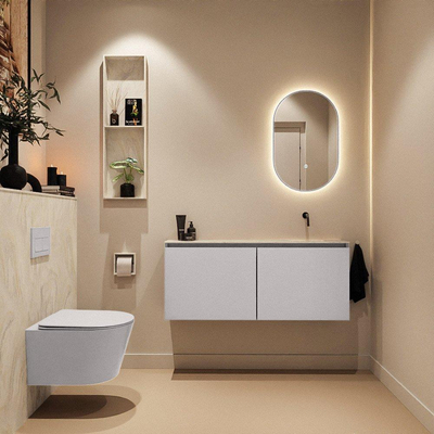 MONDIAZ TURE-DLUX meuble WC 120 cm Cale. EDEN lavabo Ostra position droite. Sans trou de robinet.