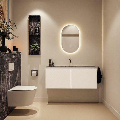 MONDIAZ TURE-DLUX Meuble WC 120 cm Talc. Lavabo EDEN Lava position milieu. Sans trou de robinet.