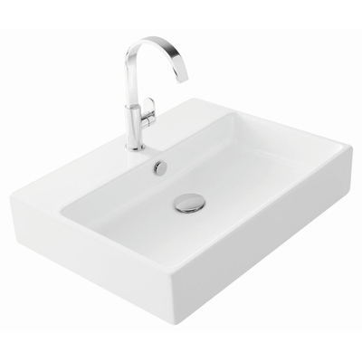Thebalux lavabo quadro 60cm céramique 1x cuve 1x trou de robinet