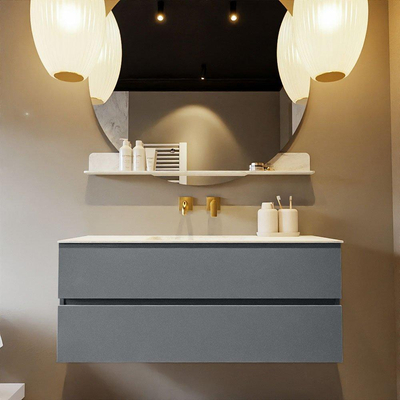 Mondiaz VICA-DLUX ensemble de meuble de salle de bain - 120cm - meuble sous-vasque plata - 2 tiroirs - lavabo encastrée cloud milieu - sans trous de robinet - version haute de 60cm - opalo