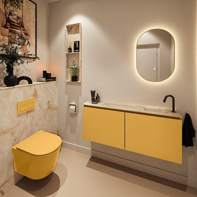 MONDIAZ TURE-DLUX meuble WC 120cm Ocher. EDEN lavabo Frappe position droite. Avec 1 trou de robinet.