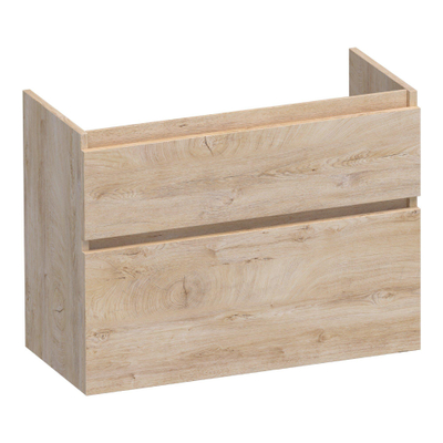 BRAUER Delight wastafelonderkast ondiep - 80x39x60cm - 2 softclose lades - greeploos - 1 sifon uitsparing - Forest Wheat