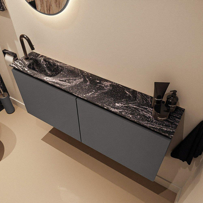 MONDIAZ TURE-DLUX meuble de toilettes 120 cm Dark Grey. Lavabo EDEN Lava position gauche. Avec 1 trou de robinet.