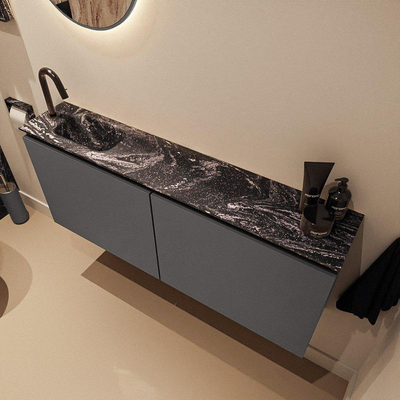 MONDIAZ TURE-DLUX Meuble toilette - 120cm - Dark Grey - EDEN - vasque Lava - position gauche - 1 trou de robinet