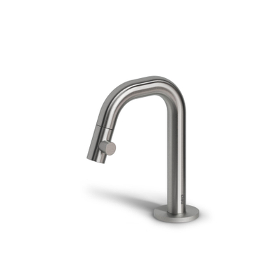 Clou Kaldur robinet de lavabo 2x15.9cm bec court à droite inox brossé