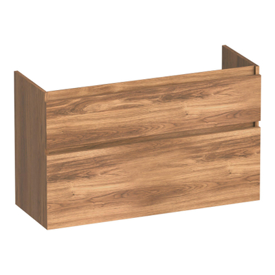 BRAUER Delight wastafelonderkast ondiep - 100x39x60cm - 2 softclose lades - greeploos - 1 sifon uitsparing - Honey