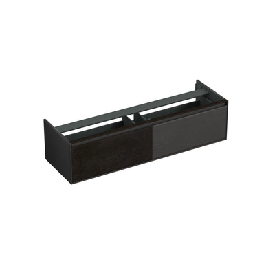 Forzalaqua Reno 2.0 meuble sous-lavabo 160x51x40cm avec 2 tiroirs push-to-open sans poignées Chêne massif Black oiled