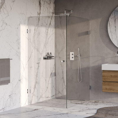 BRAUER Void Carving Douchecabine - 90x140x200cm - draaideur - glascoating - omkeerbaar - helder glas - Chroom