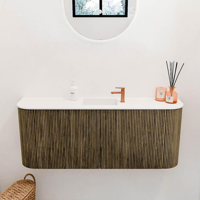 Mondiaz JOYA 103.2cm toiletmeubel - ronding links en rechts kleur Dusk - Wastafel FAYE positie Midden 1 kraangat kleur Talc.