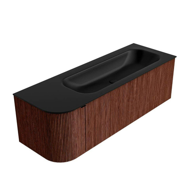 Mondiaz KURVE Badkamermeubelset - 135x46x40cm - 1 lade - 1 deur - wastafel solid surface - rechts - 1 kraangat - Ruby