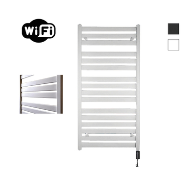 Sanicare HVW - Moda Radiateur électrique - 120x60cm - 876W - wifi - thermostat - noir - en bas à droite - blanc mat