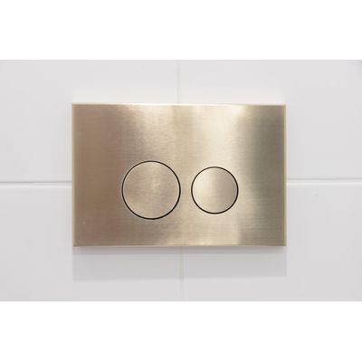 FugaFlow Metal Bedieningsplaat - bedieningspaneel voor Geberit UP320 inbouwreservoir - dualflush - ronde knoppen - metaal goud geborsteld - Black Friday -