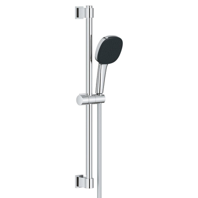 GROHE Vitalio Comfort 110 Ensemble barre de douche - 60cm - douchette à main carrée - 2 types de jets - flexible de douche lisse - chrome