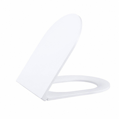 QeramiQ Dely Swirl Ensemble de toilette - réservoir encastré QeramiQ Flush - abattant slim - plaque de commande blanche mate en métal - boutons ronds - blanc brillant